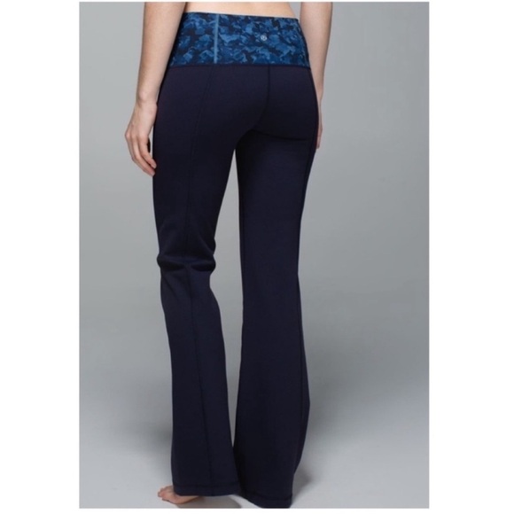 Lululemon Blue Groove Yoga Pants Wide Leg Flare High Rise Leggings - Picture 1 of 13